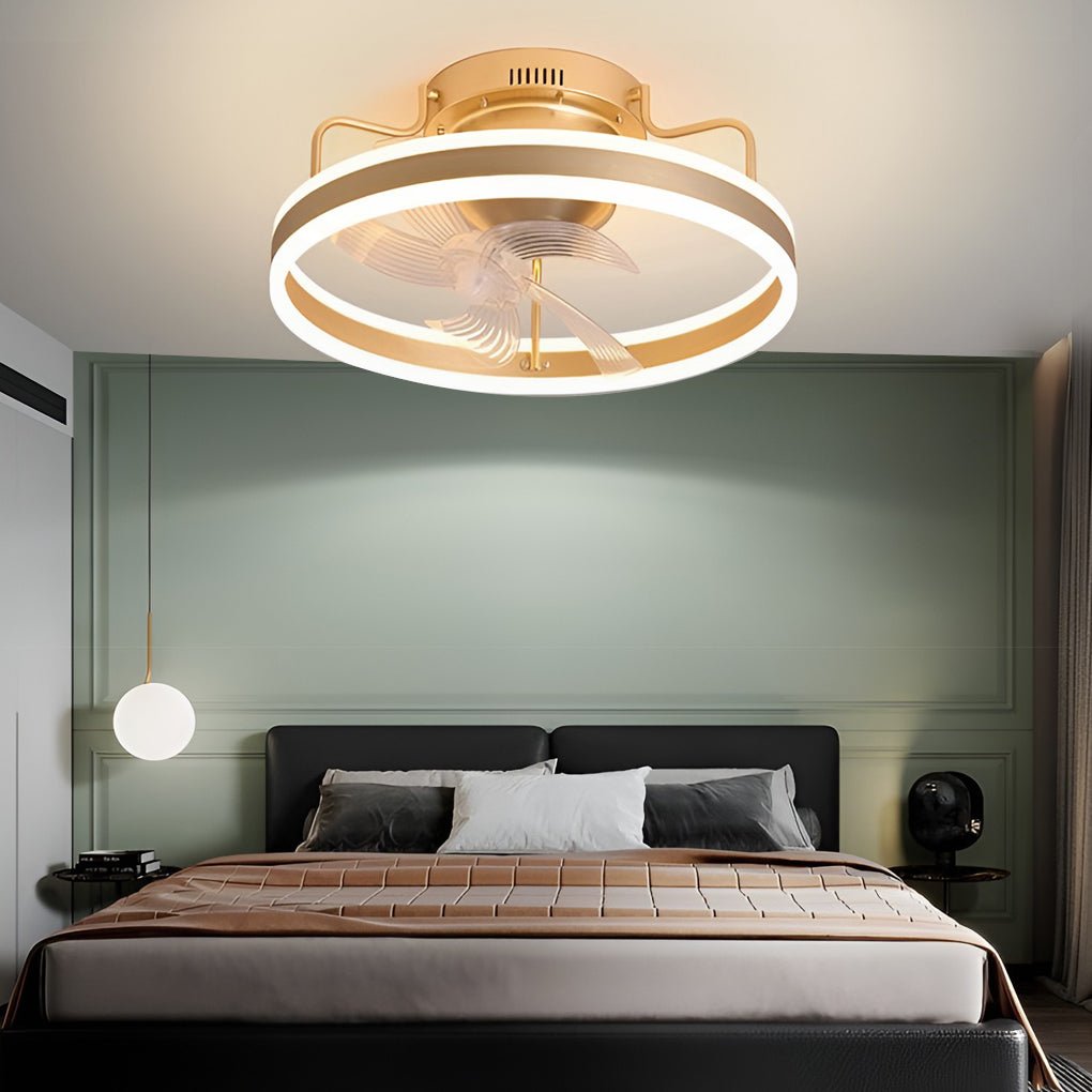 Round Dimmable Led Silent Ceiling Fan Light With Remote Control