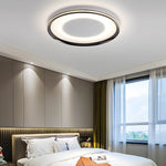 Round LED Flush Ceiling Light in Matte Black with Layered Halo Illumination