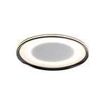 Round LED Flush Ceiling Light in Matte Black with Layered Halo Illumination