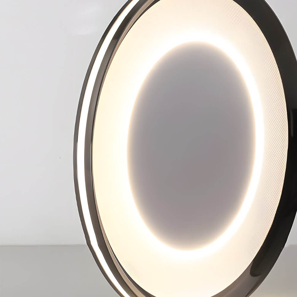 Round LED Flush Ceiling Light in Matte Black with Layered Halo Illumination