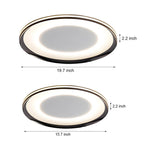 Round LED Flush Ceiling Light in Matte Black with Layered Halo Illumination