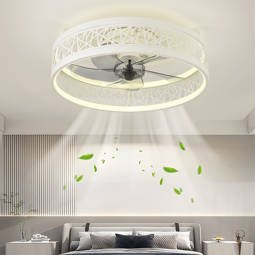 Aurelia Round LED Ceiling Fan with Light – Modern Nordic Flush Mount