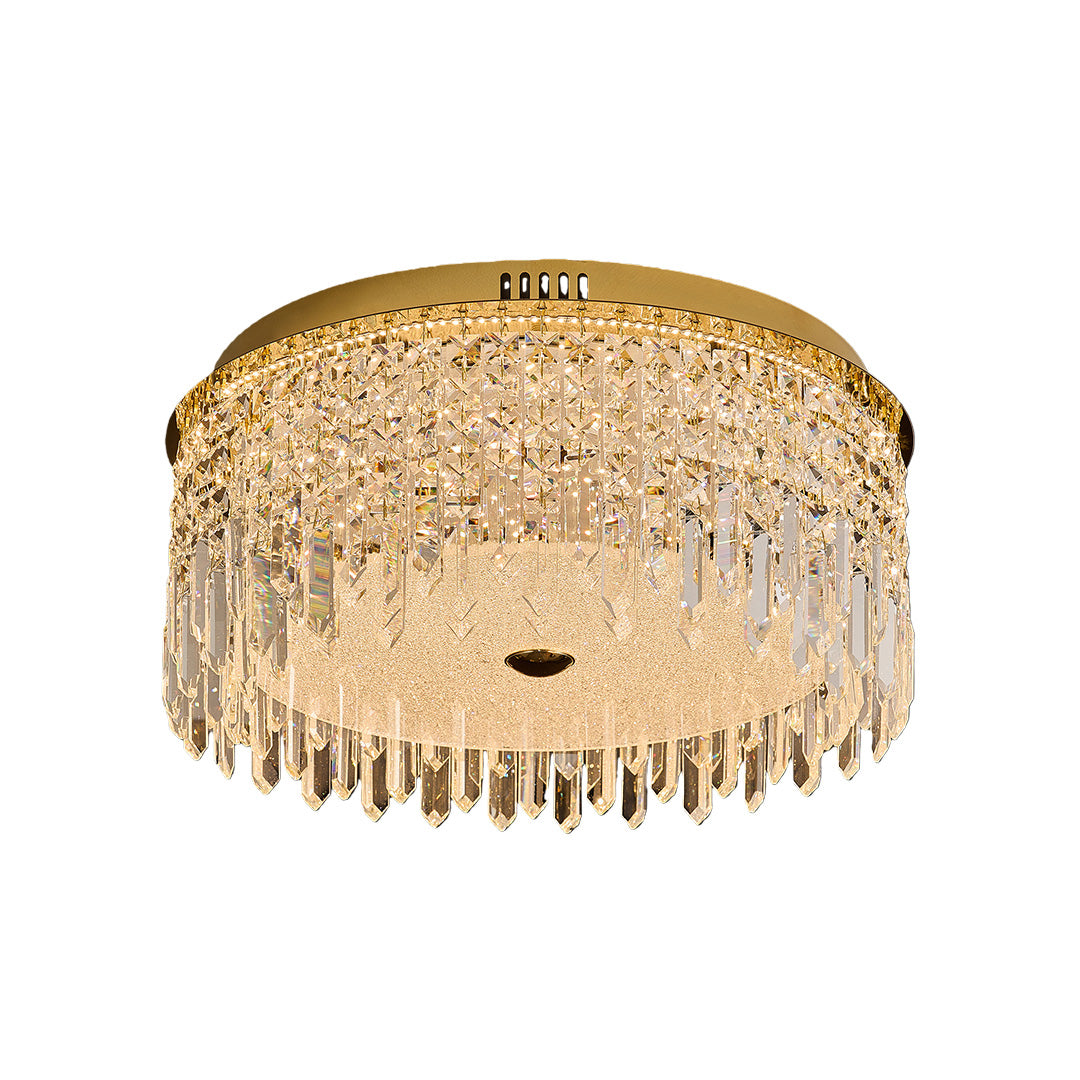 Luxe Crystal Flush Mount Ceiling Light in Champagne Gold
