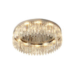 Lumina Crystal Flush Mount Ceiling Light – Modern Round Stainless Steel Fixture