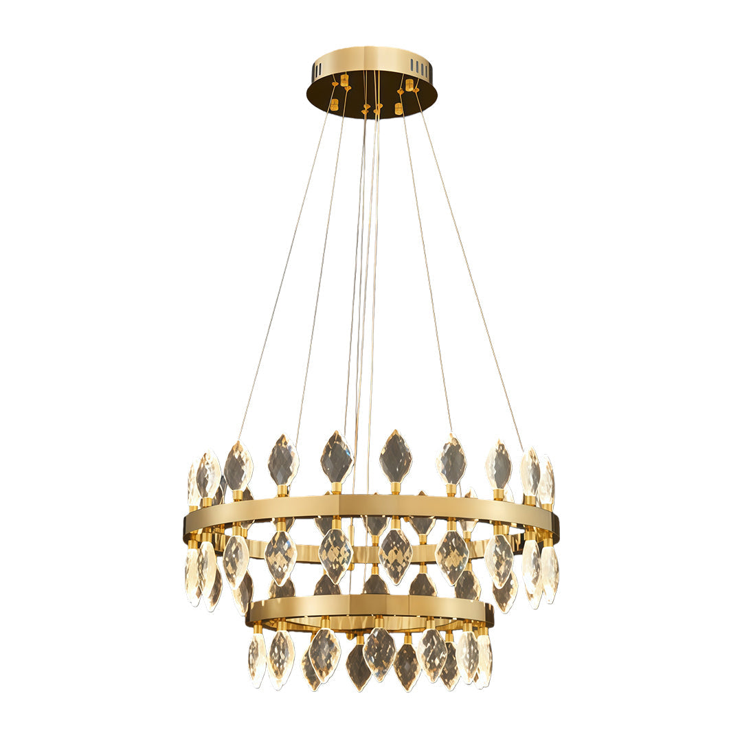 Italian Crystal Chandelier with Gold Iron Frame, Adjustable Hanging