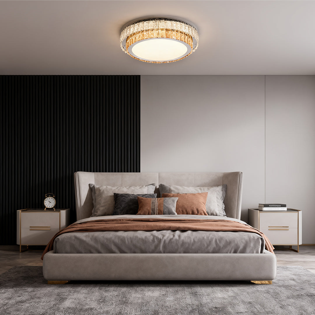 Lumina Crystal Flush Mount Ceiling Light in Chrome | Modern Minimalist LED