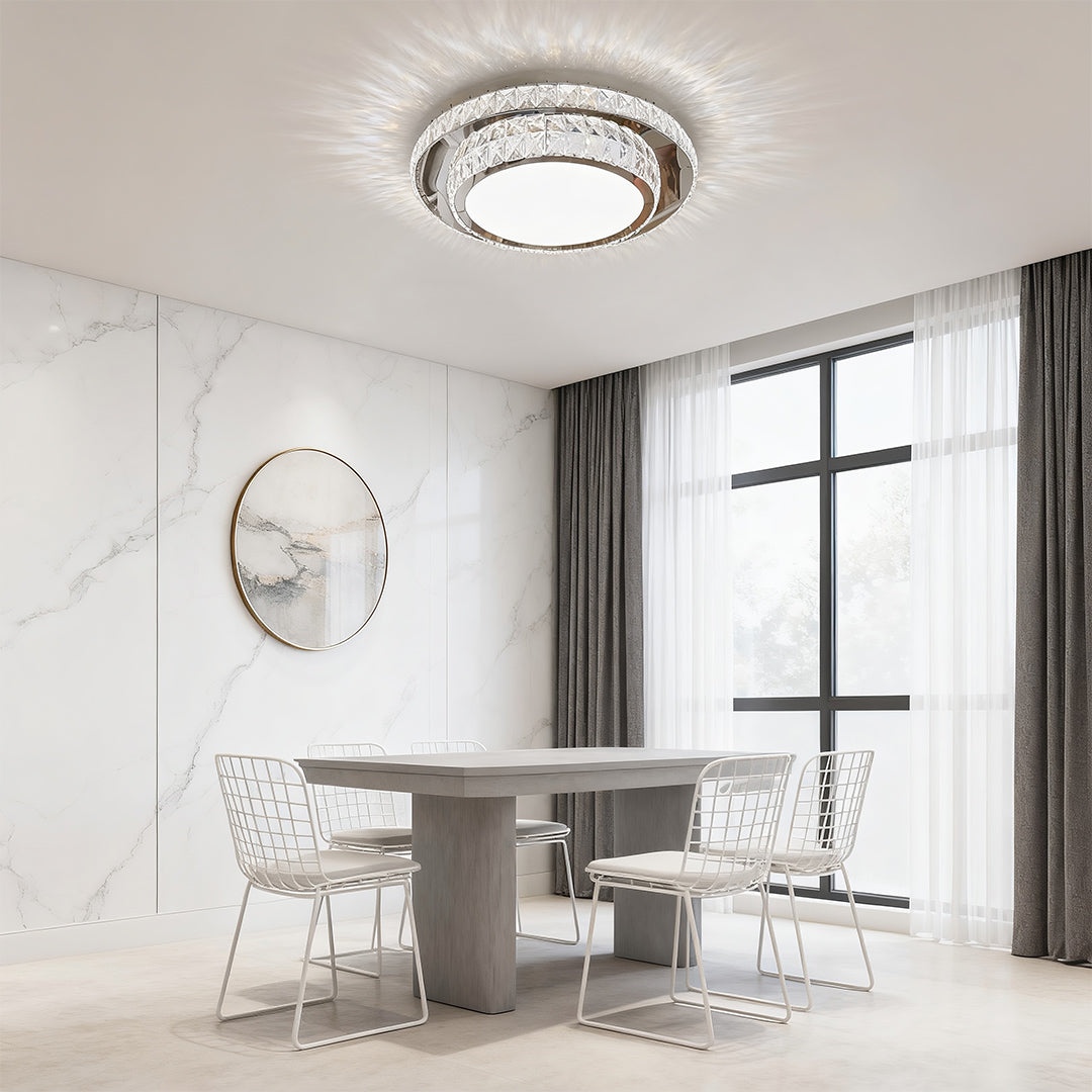 Luxury Crystal Flush Mount Ceiling Light in Polished Chrome