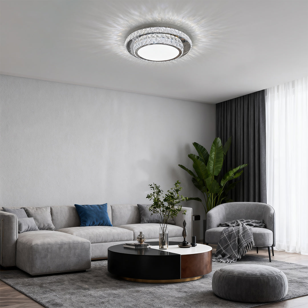 Luxury Crystal Flush Mount Ceiling Light in Polished Chrome