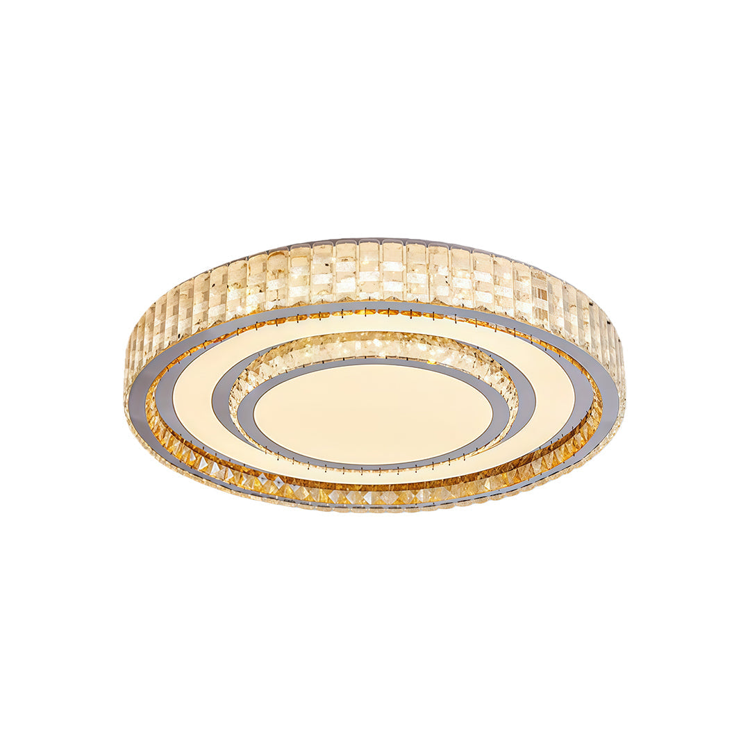 Luxury Crystal Flush Mount Ceiling Light with Chrome Frame, LED Integrated