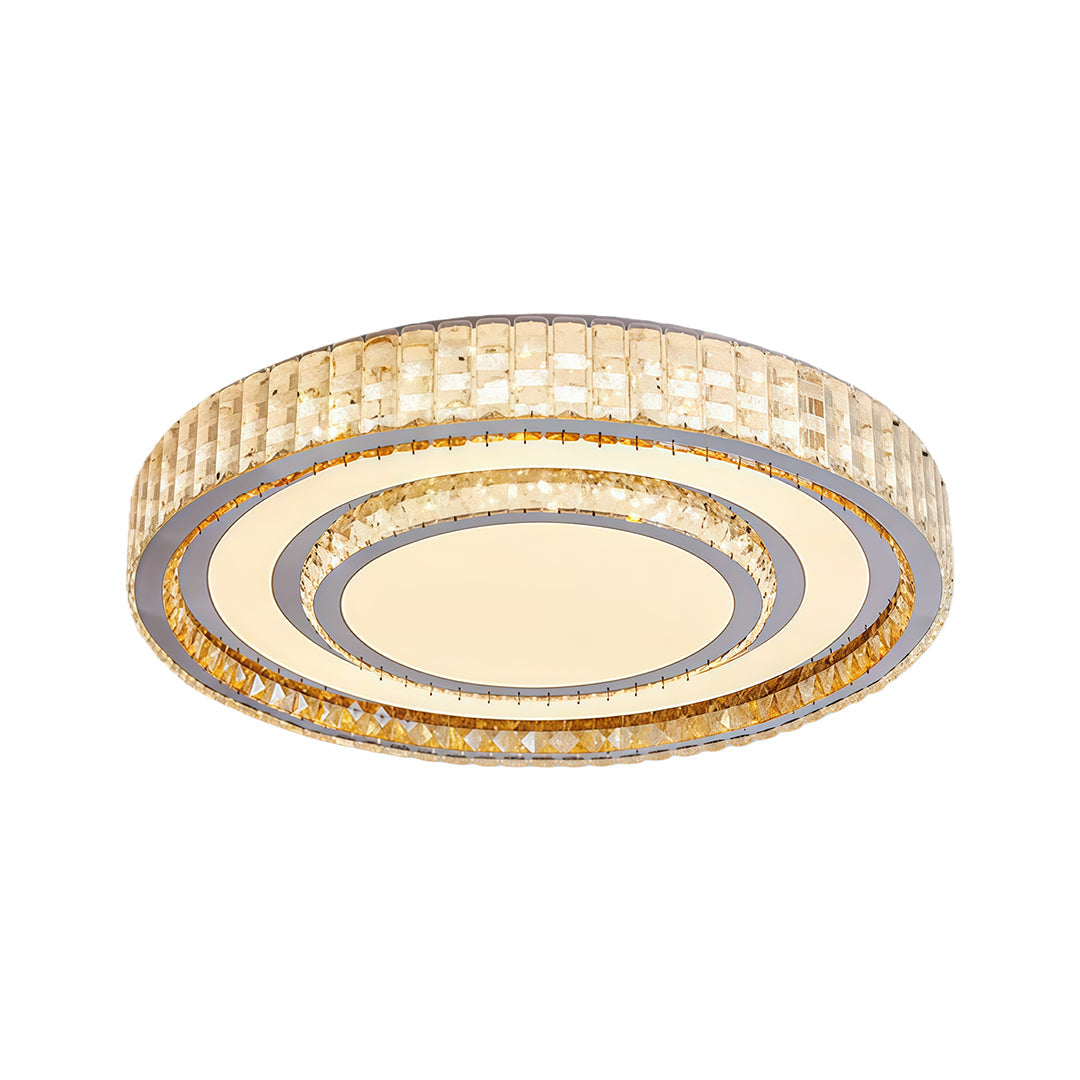 Luxury Crystal Flush Mount Ceiling Light with Chrome Frame, LED Integrated