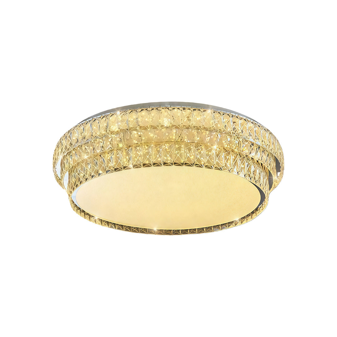 Crystal Flush Mount Ceiling Light with Chrome Frame and LED Illumination
