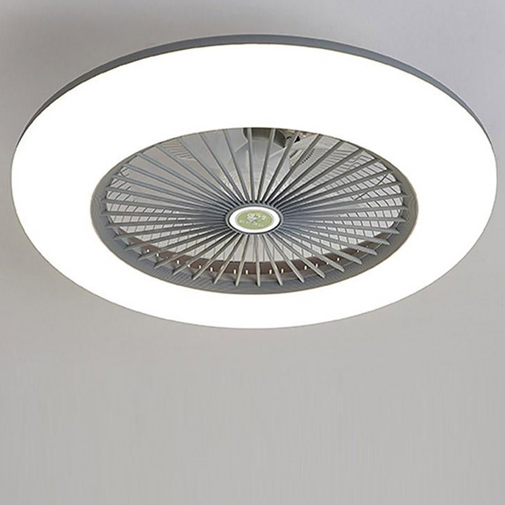 Lumina Round Flush Mount LED Ceiling Fan with Remote – Modern Bladeless Design