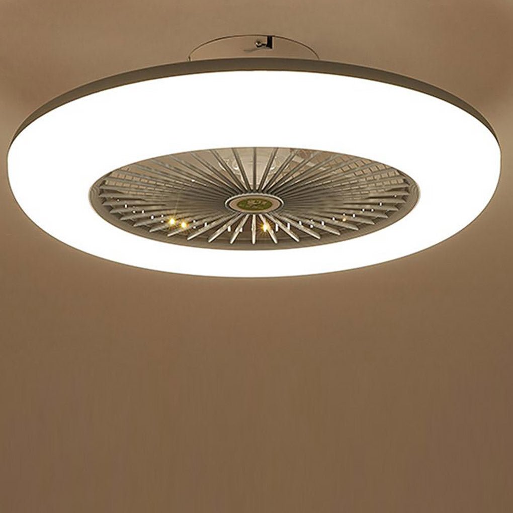 Lumina Round Flush Mount LED Ceiling Fan with Remote – Modern Bladeless Design