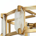 Aurelia Round Glass Chandelier in Polished Brass for Dining and Living Spaces