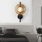 Round Glass Shell Design Wall Sconce Modern Bedside Study Wall Lamp