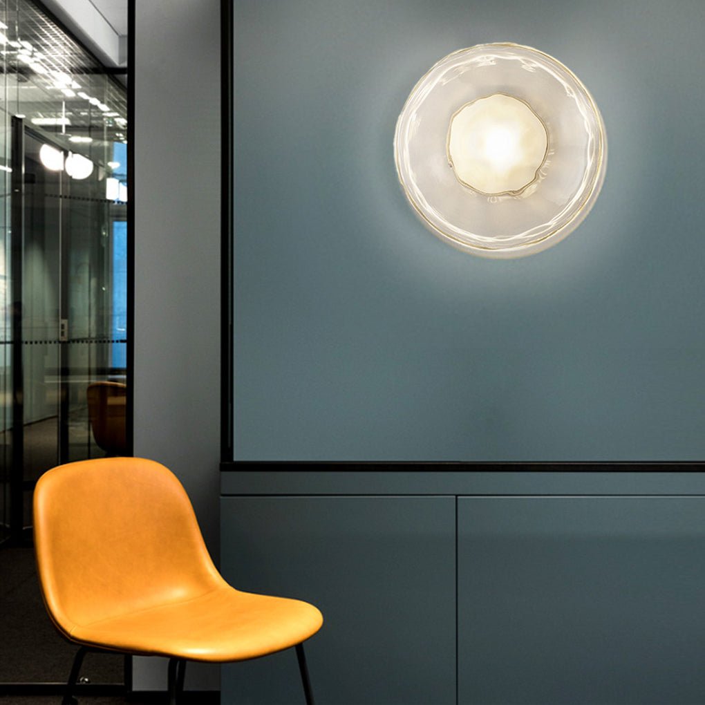 Round Glass Shell Design Wall Sconce Modern Bedside Study Wall Lamp