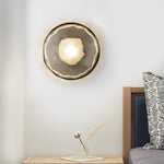 Round Glass Shell Design Wall Sconce Modern Bedside Study Wall Lamp