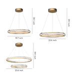 Italian Round Crystal Chandelier in Gold with LED Illumination
