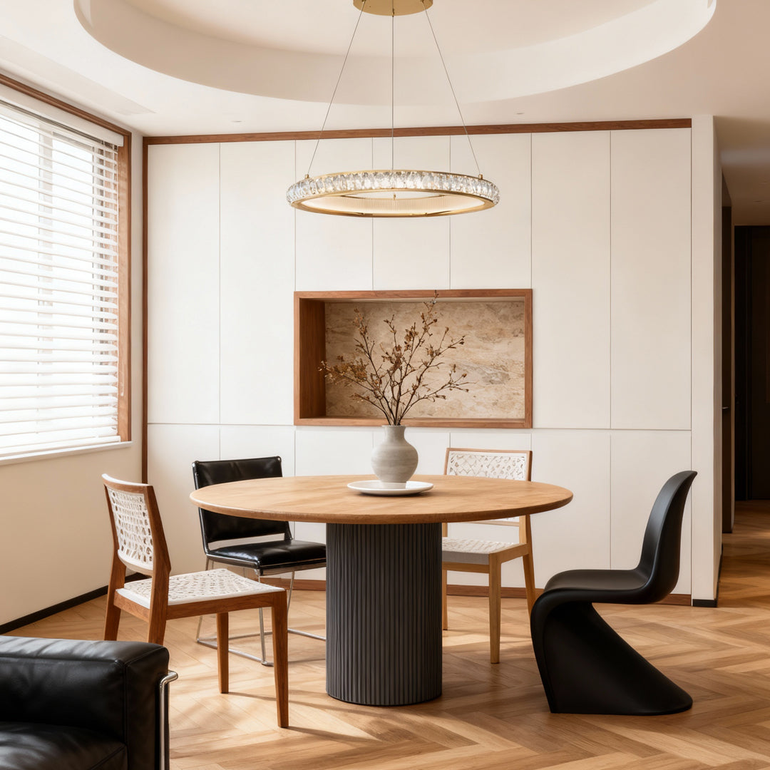 Italian Round Crystal Chandelier in Gold with LED Illumination