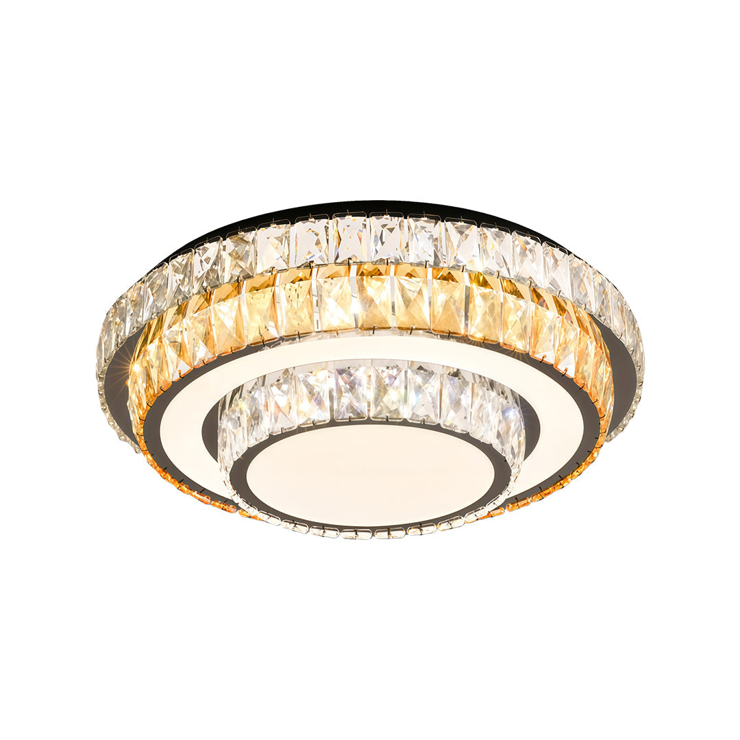Crystal Flush Mount Ceiling Light with Chrome Frame, Modern LED Ceiling Lamp