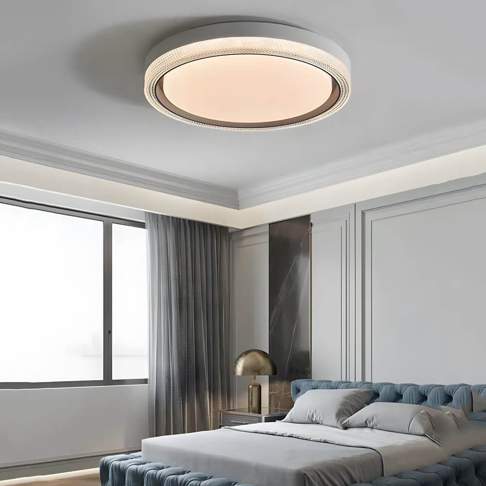 Modern Round LED Flush Mount Ceiling Light with Dimmable Remote
