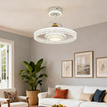 Nordic White Ceiling Fan with Integrated LED Round Light