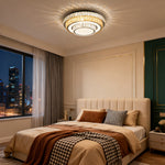 Crystal Flush Mount Ceiling Light with Chrome Frame, Modern LED Ceiling Lamp