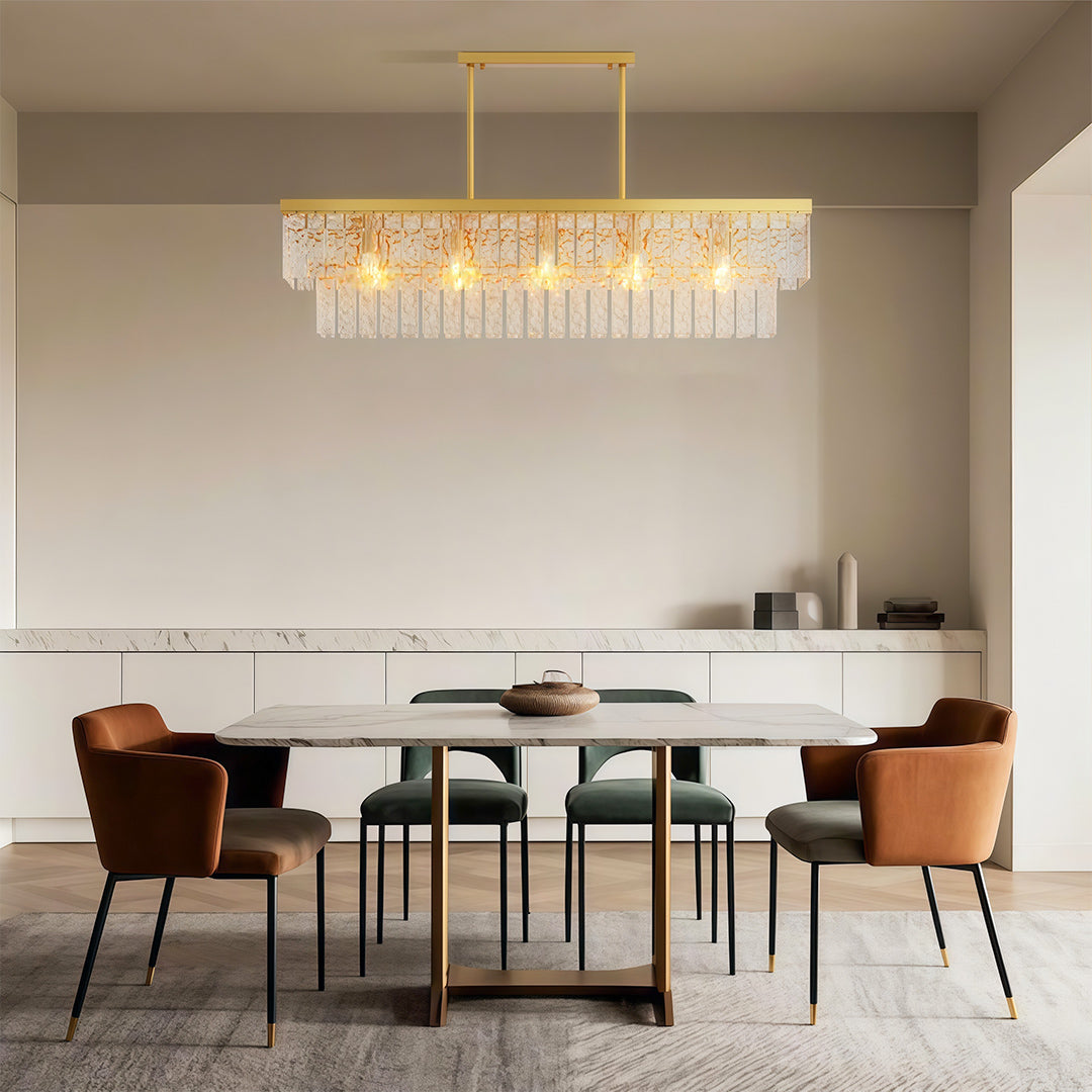 Modern Minimalist Full-Copper Chandelier with Clear Glass Shades