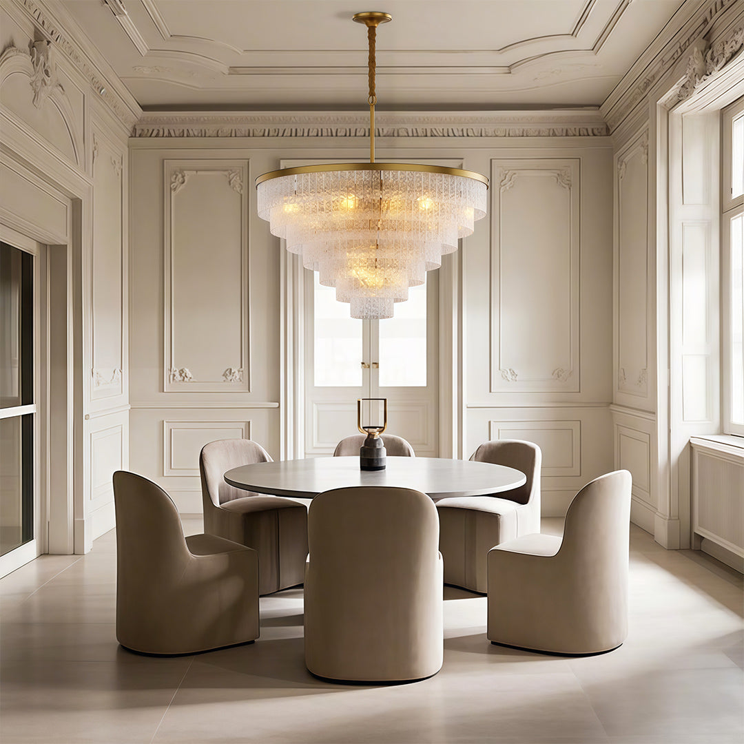 Modern Minimalist Full-Copper Chandelier with Clear Glass Shades