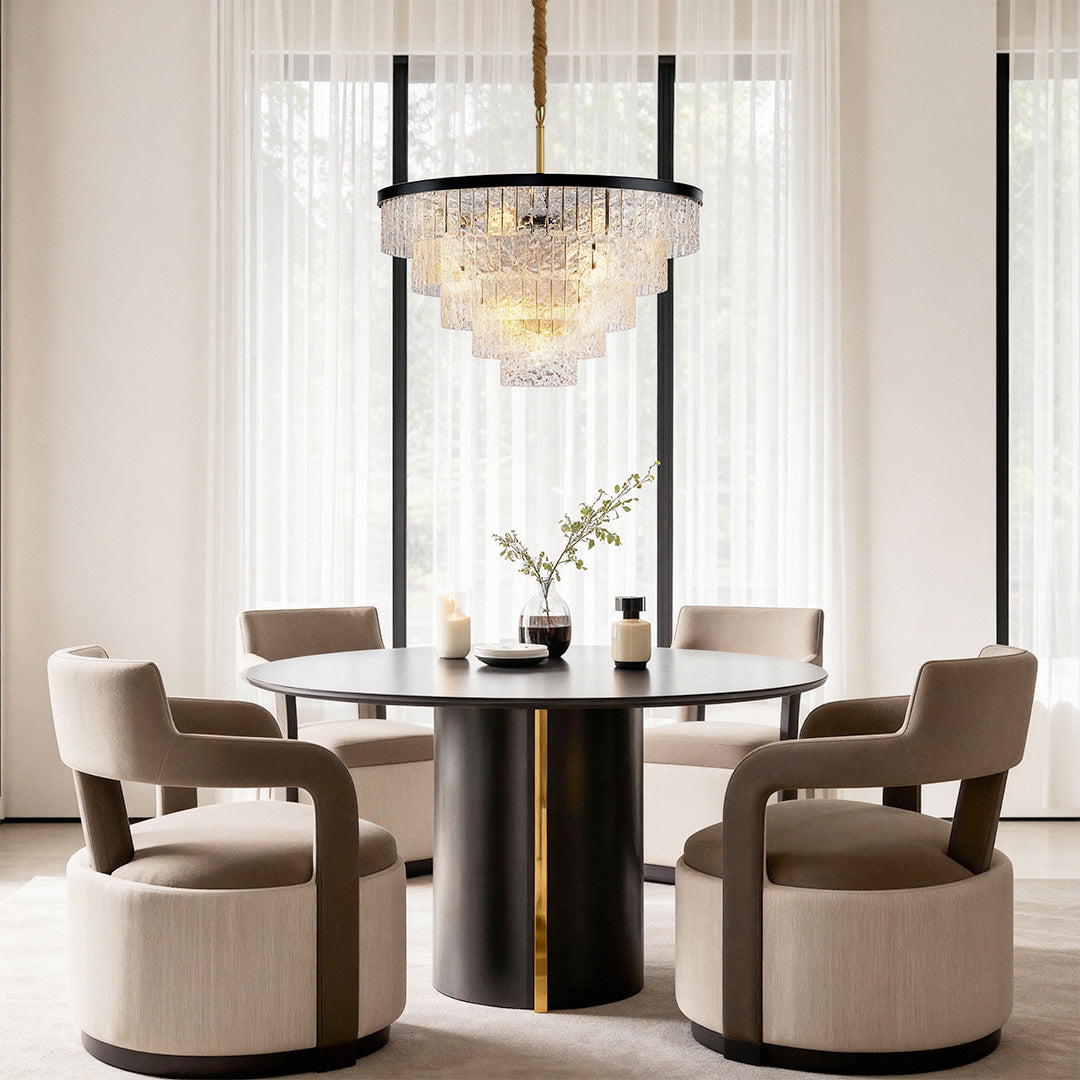 Modern Minimalist Full-Copper Chandelier with Clear Glass Shades