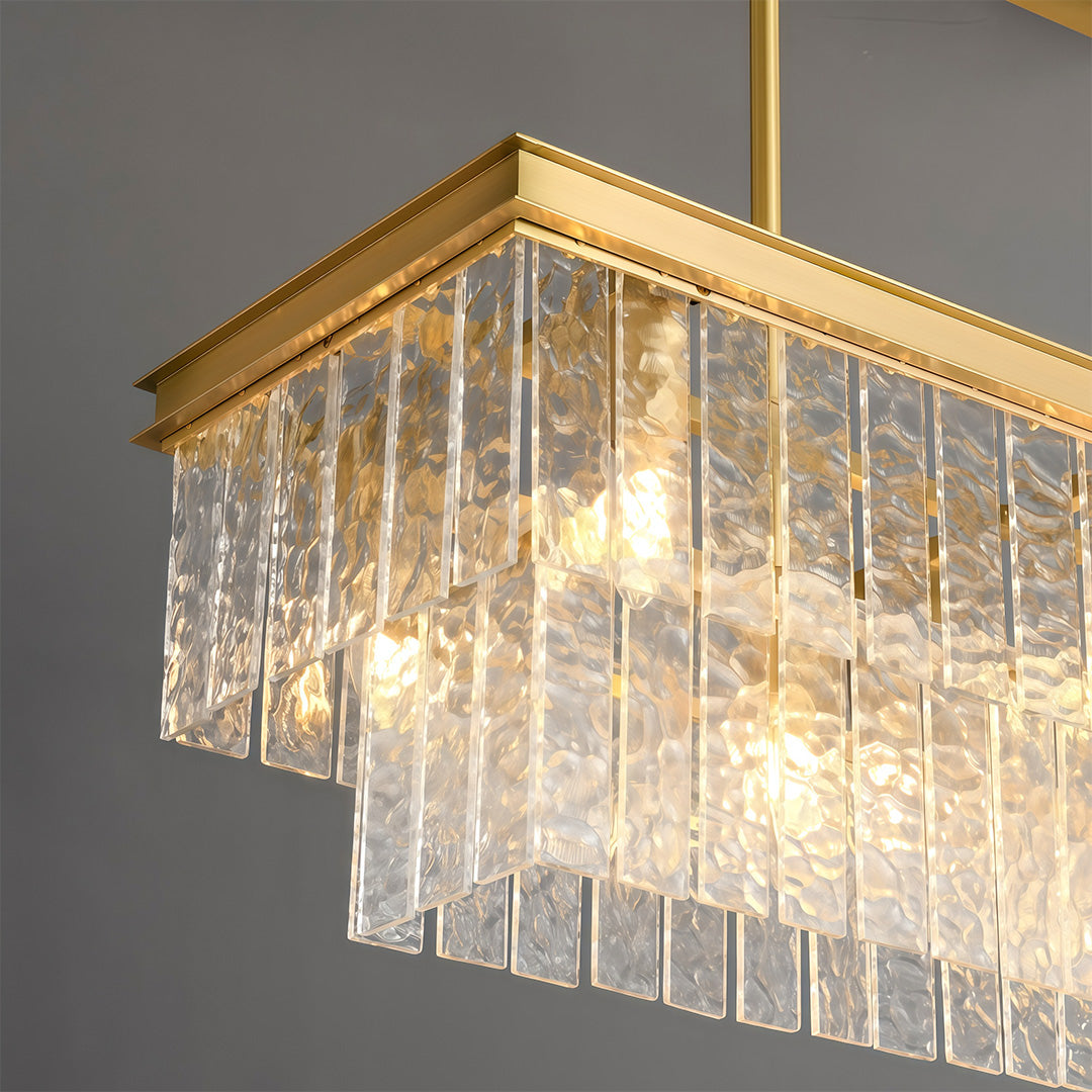Modern Minimalist Full-Copper Chandelier with Clear Glass Shades