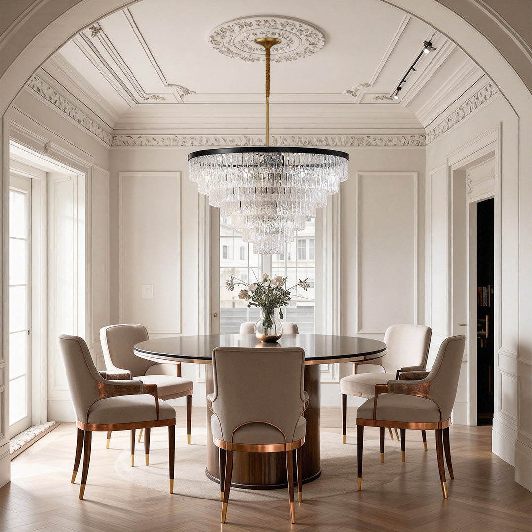 Modern Minimalist Full-Copper Chandelier with Clear Glass Shades