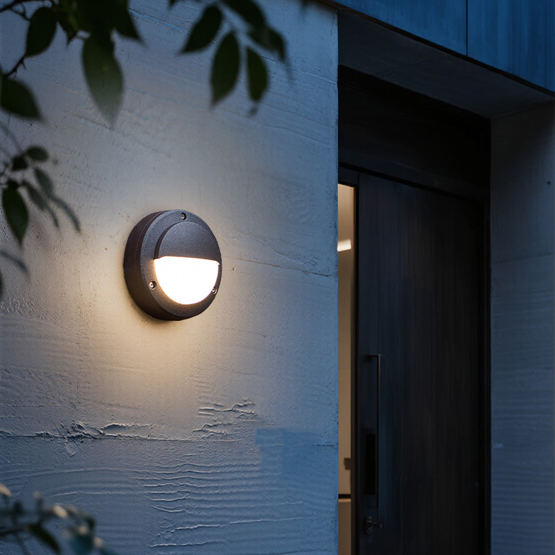 Minimalist Round Outdoor Wall Sconce with Integrated LED
