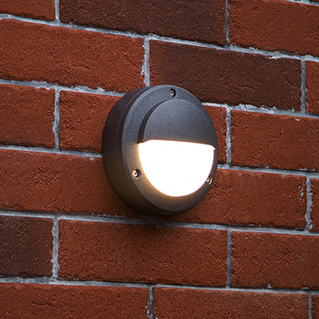 Minimalist Round Outdoor Wall Sconce with Integrated LED