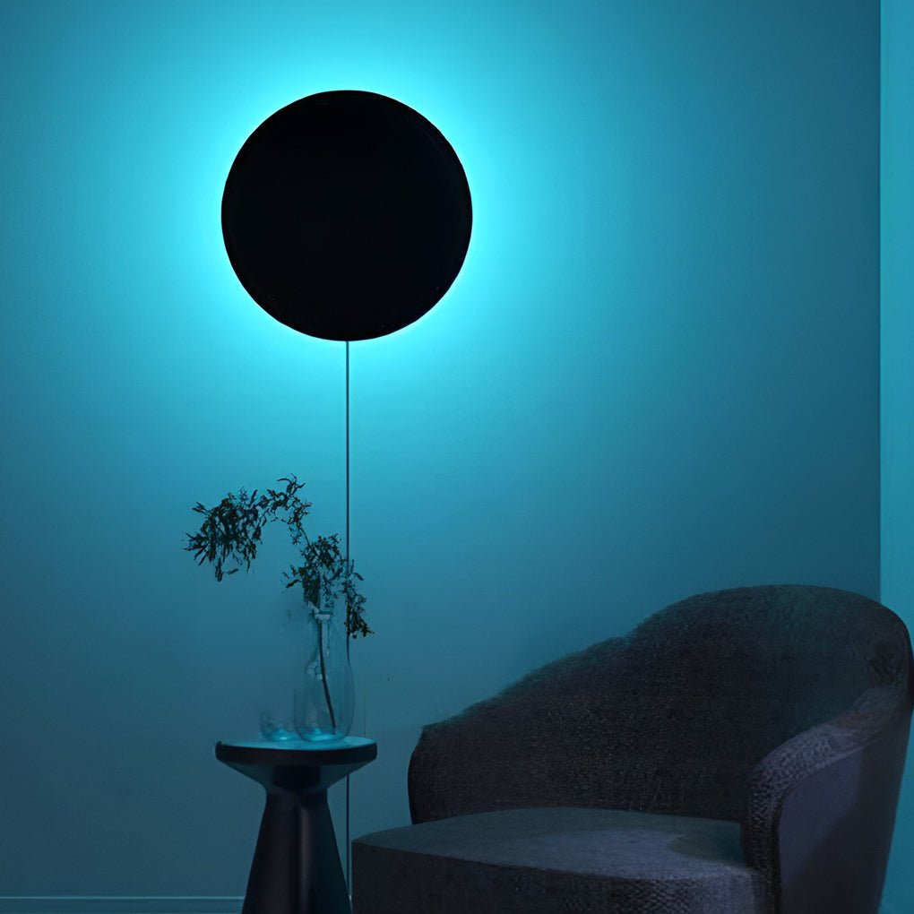 Round Remote Control Rgb Led Black Modern Wall Lamp