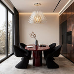 Deco Chrome Chandelier with Clear Glass Shades, Modern LED Ceiling Light