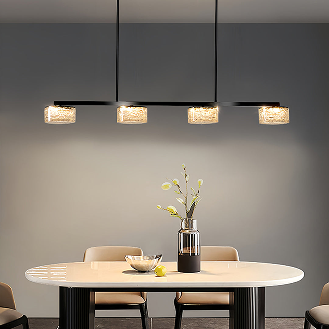 Linear LED Pendant Light in Black and Gold with Adjustable Height