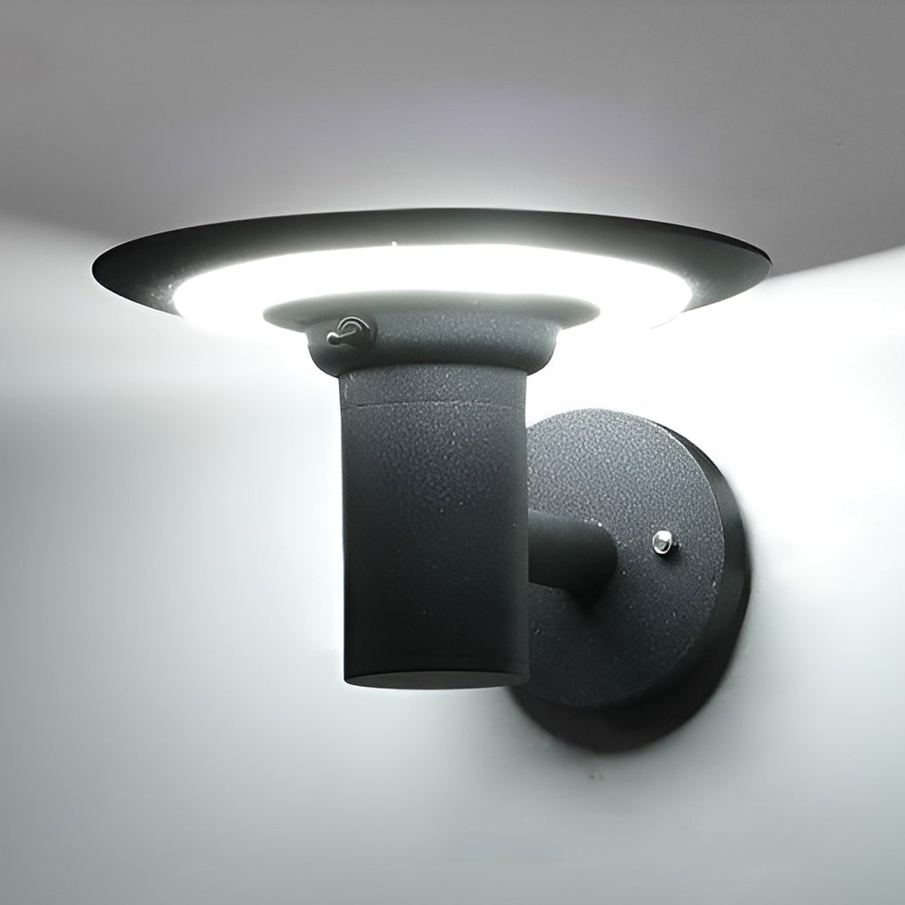 Round Ufo Shaped Solar Outdoor Wall Lamp