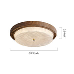 Artisan Wood Flush Mount Ceiling Light with Vintage Glass Shade