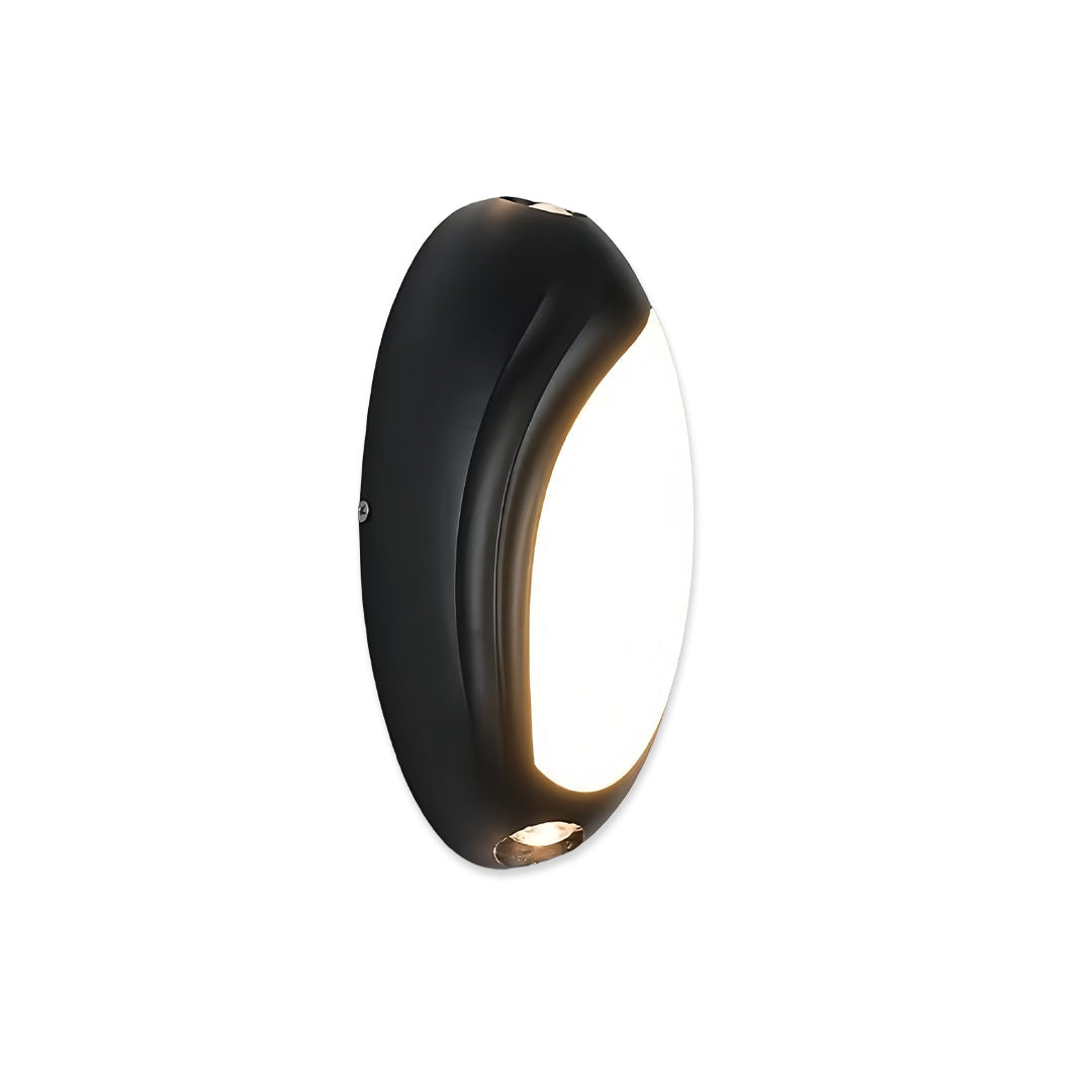 Geometric Black Outdoor Wall Sconce with Up Down LED Illumination