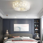 Aurelia Round Feather LED Flush Mount Ceiling Light – Nordic-Inspired Ambient Illumination