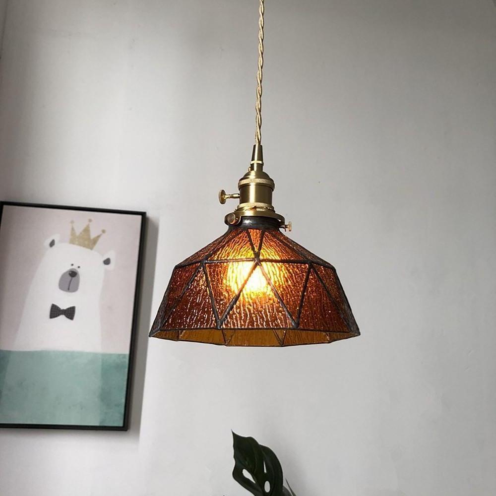 Nordic Glass Pendant Light with Industrial Metal Accent