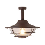 Coastal Semi Flush Ceiling Light in Wrought Iron with Clear Glass Shade