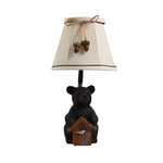 Bear Table Lamp with Fabric Shade – European Designer Resin Sculpture Light