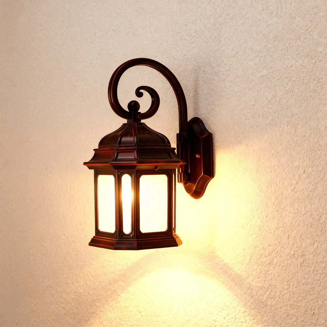 European Cast Aluminum Outdoor Wall Sconce with Clear Glass Shade