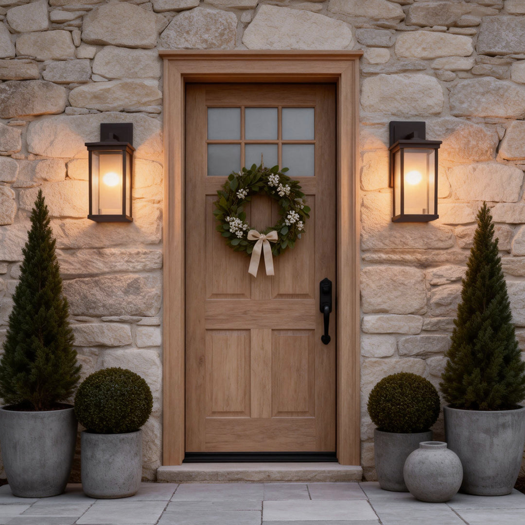 Black Aluminum Outdoor Wall Sconce with Amber Glass