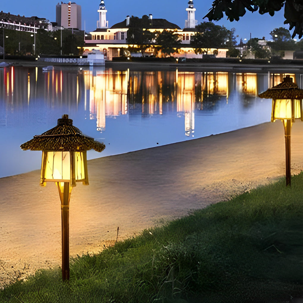 Bamboo Lantern Pendant Light with Warm LED Glow for Outdoor Living