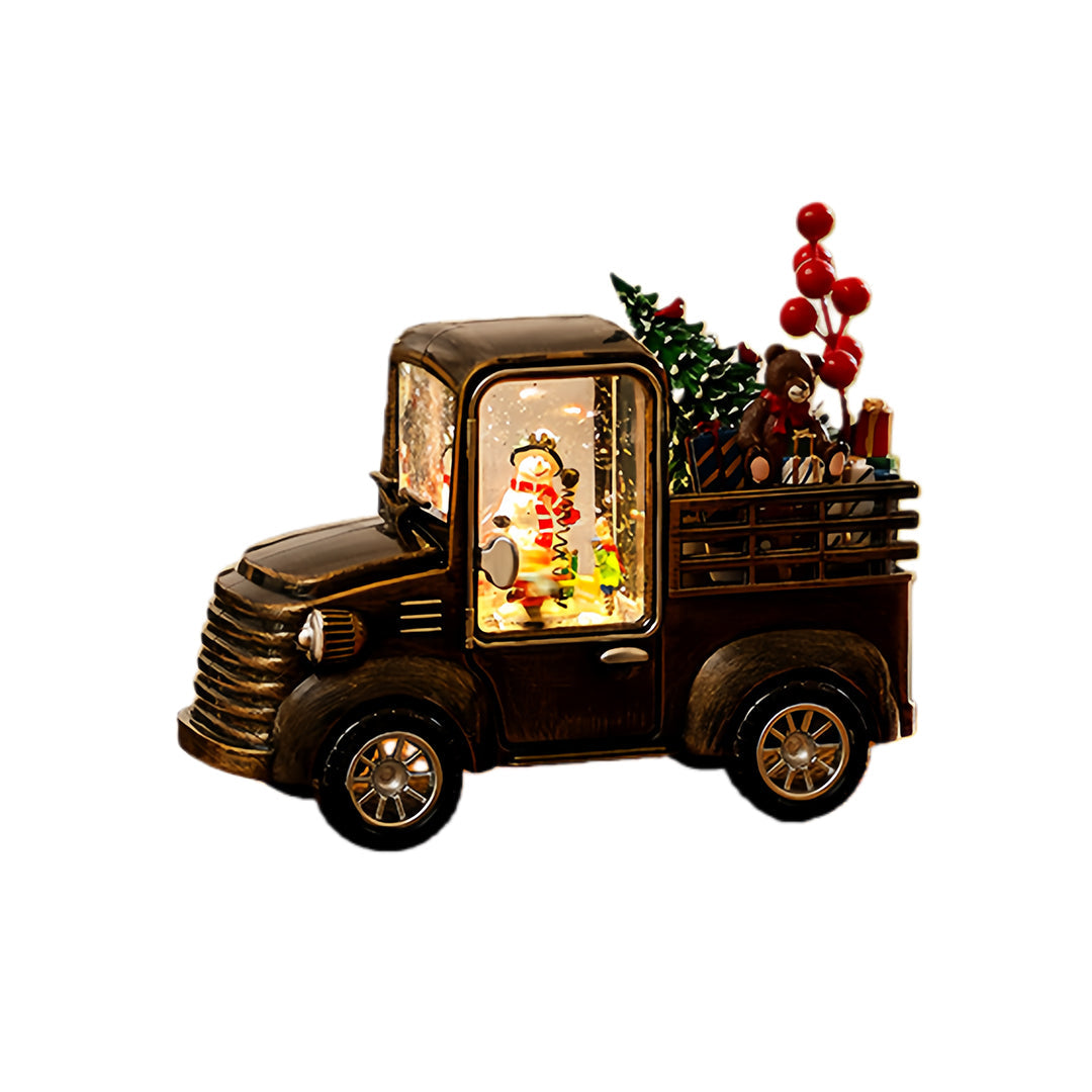 Nordic Gold Resin Table Lamp with Snowfall Scene