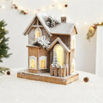 Nordic Wooden Christmas House Table Lamp with Warm LED Glow