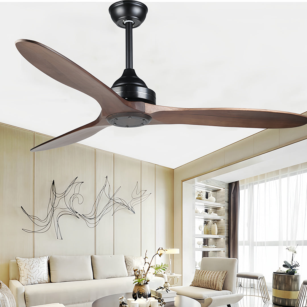Aria Wooden Ceiling Fan with Integrated LED Light – Modern Flush Mount Fandelier